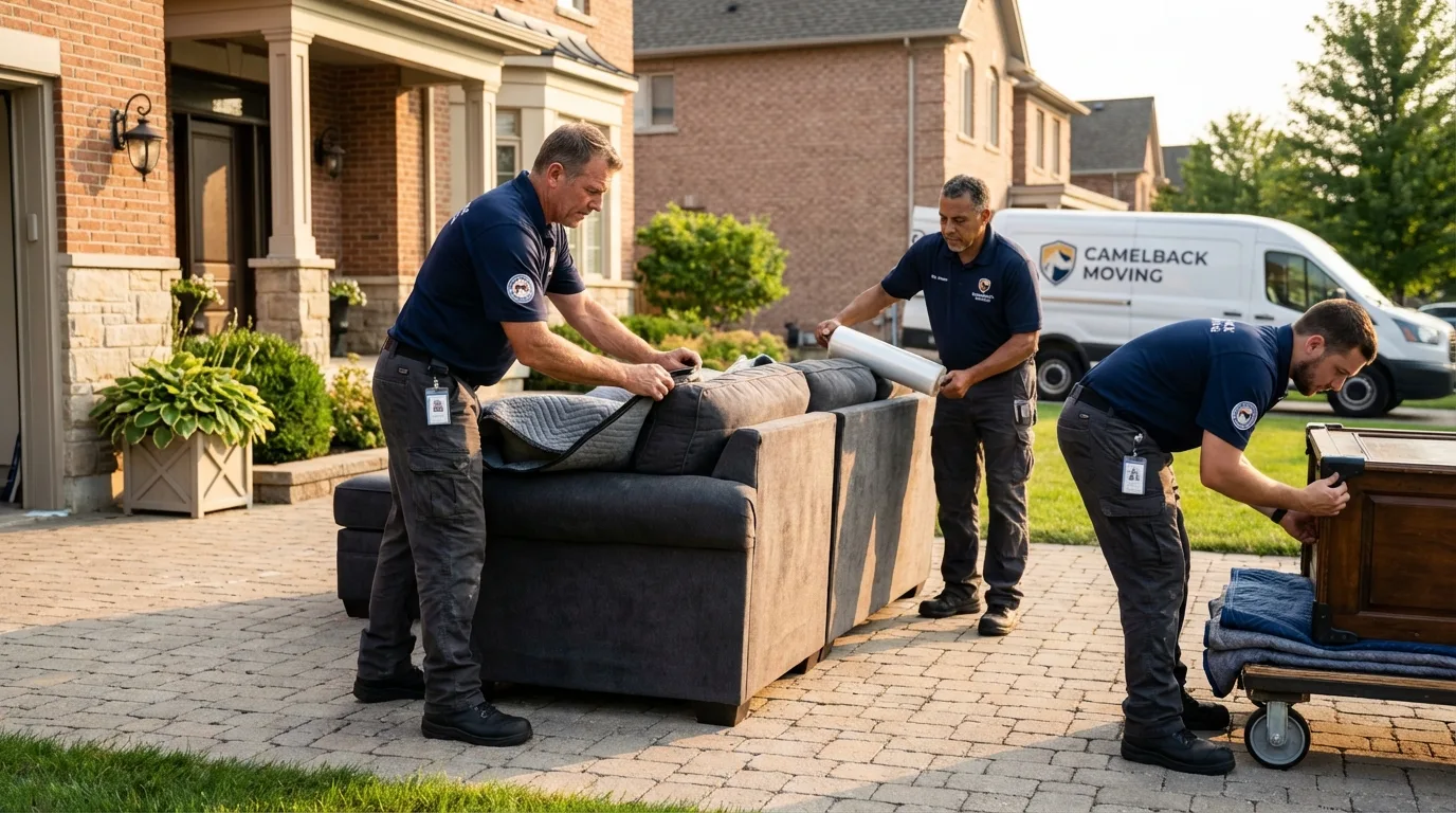 Large estate moving crew wrapping furniture in Schererville, IN