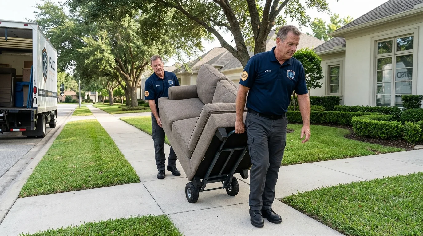 Local residential moving crew loading furniture in Schererville, IN